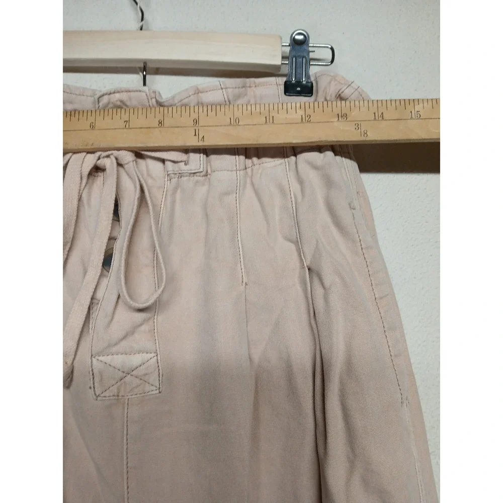 Free People Margate Pleated Trouser‎ Pants Pink paper bag cotton Straight Small